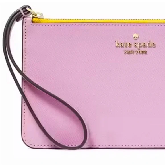 NWT Kate Spade BiColor medium zip wristlet! Pink and Yellow - Picture 5 of 14